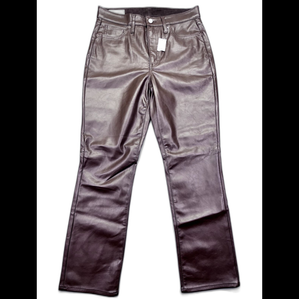 GAP faux leather Skinny Pants - Dark Brown - cropped